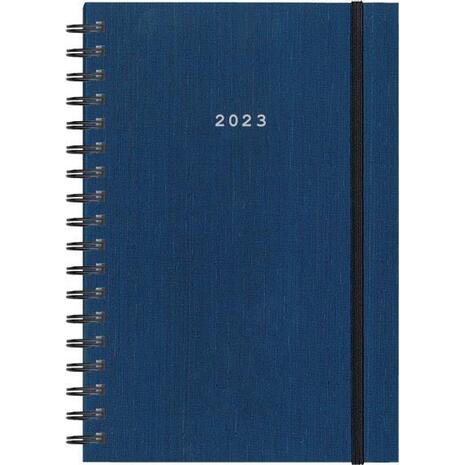 Ημερολόγιο ημερήσιο σπιράλ NEXT Fabric Plus με λάστιχο 12x17cm 2023 μπλε